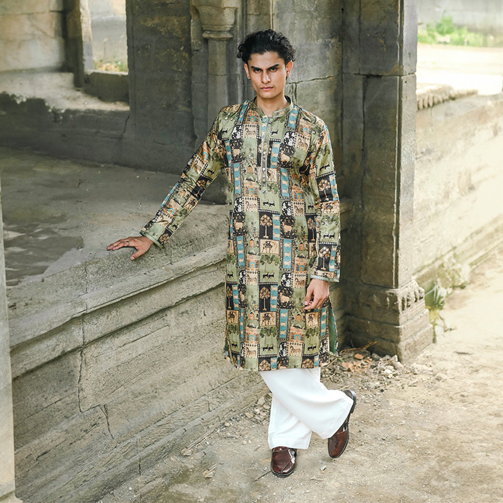Olive Royal Tapestry Kurta