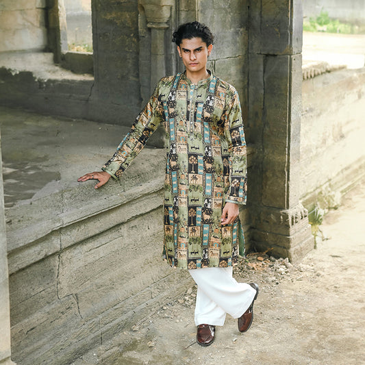 Olive Royal Tapestry Kurta