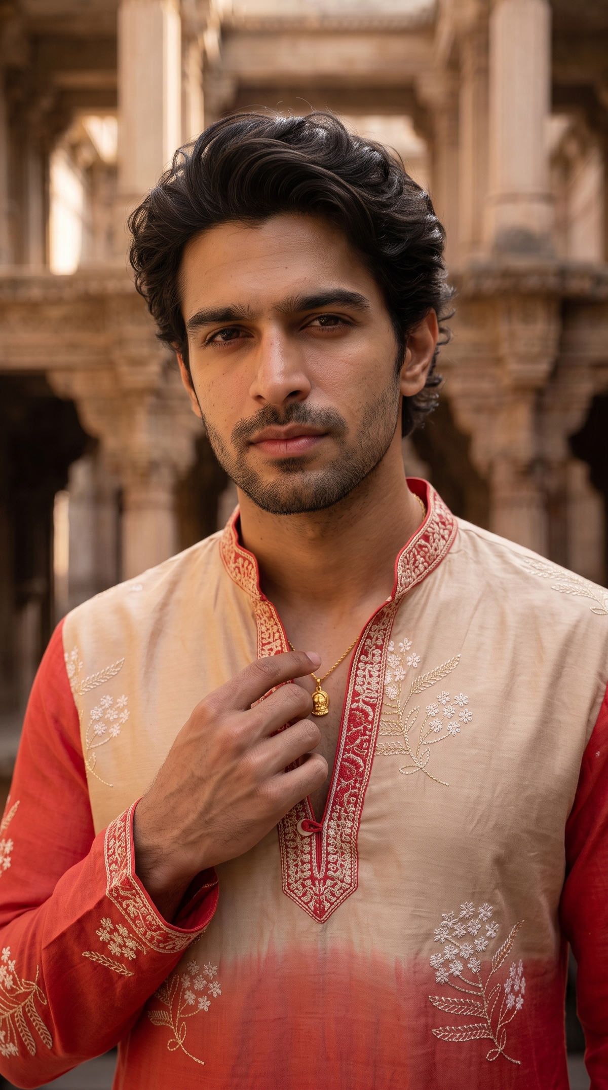 Sunset Ivory Embroidered Kurta