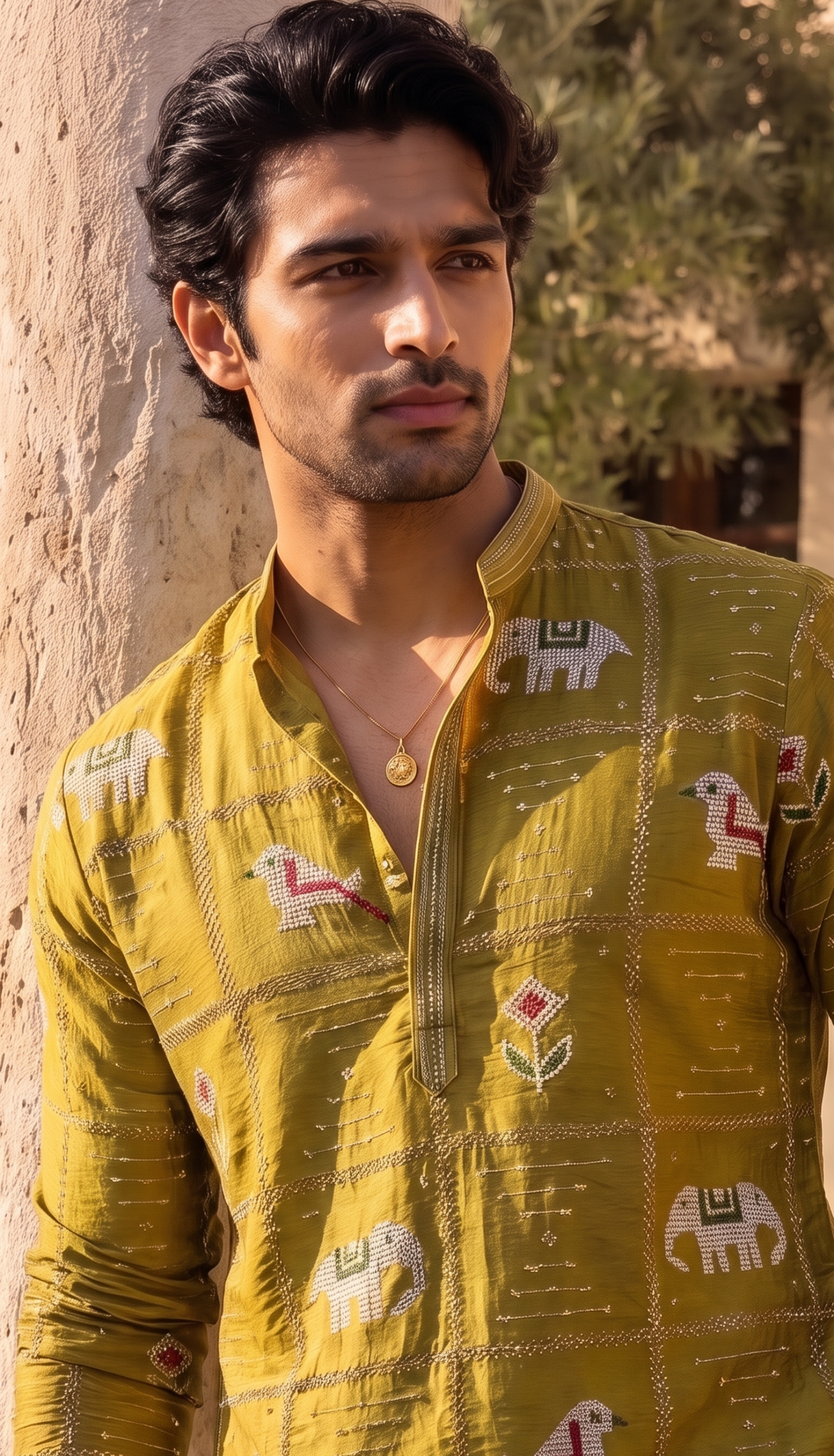 Mustard Heritage Printed Kurta