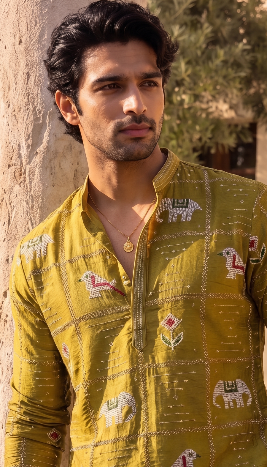 Mustard Heritage Printed Kurta
