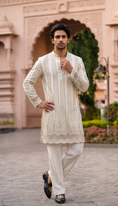 Ivory Vertical Pattern Kurta