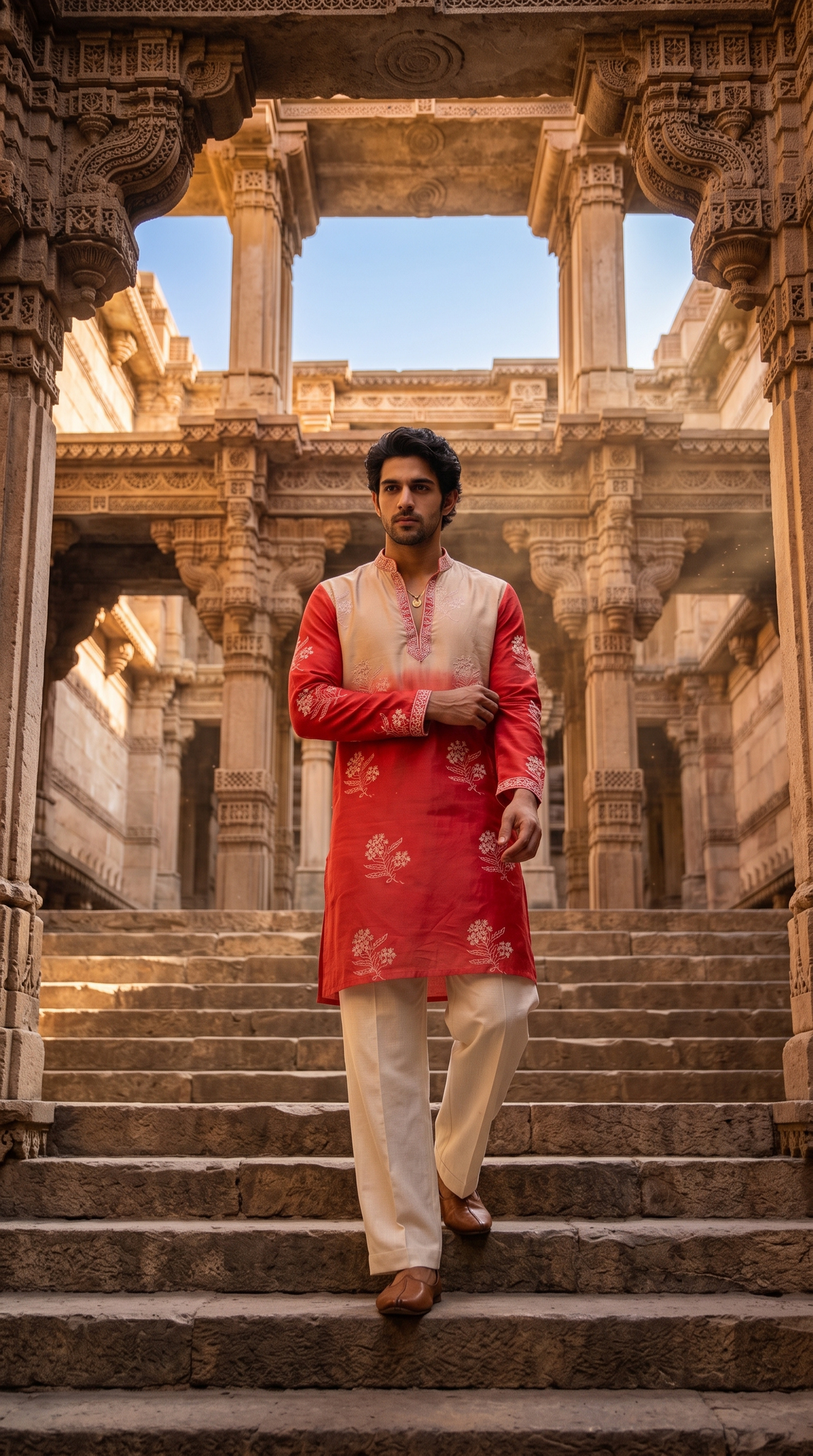 Sunset Ivory Embroidered Kurta