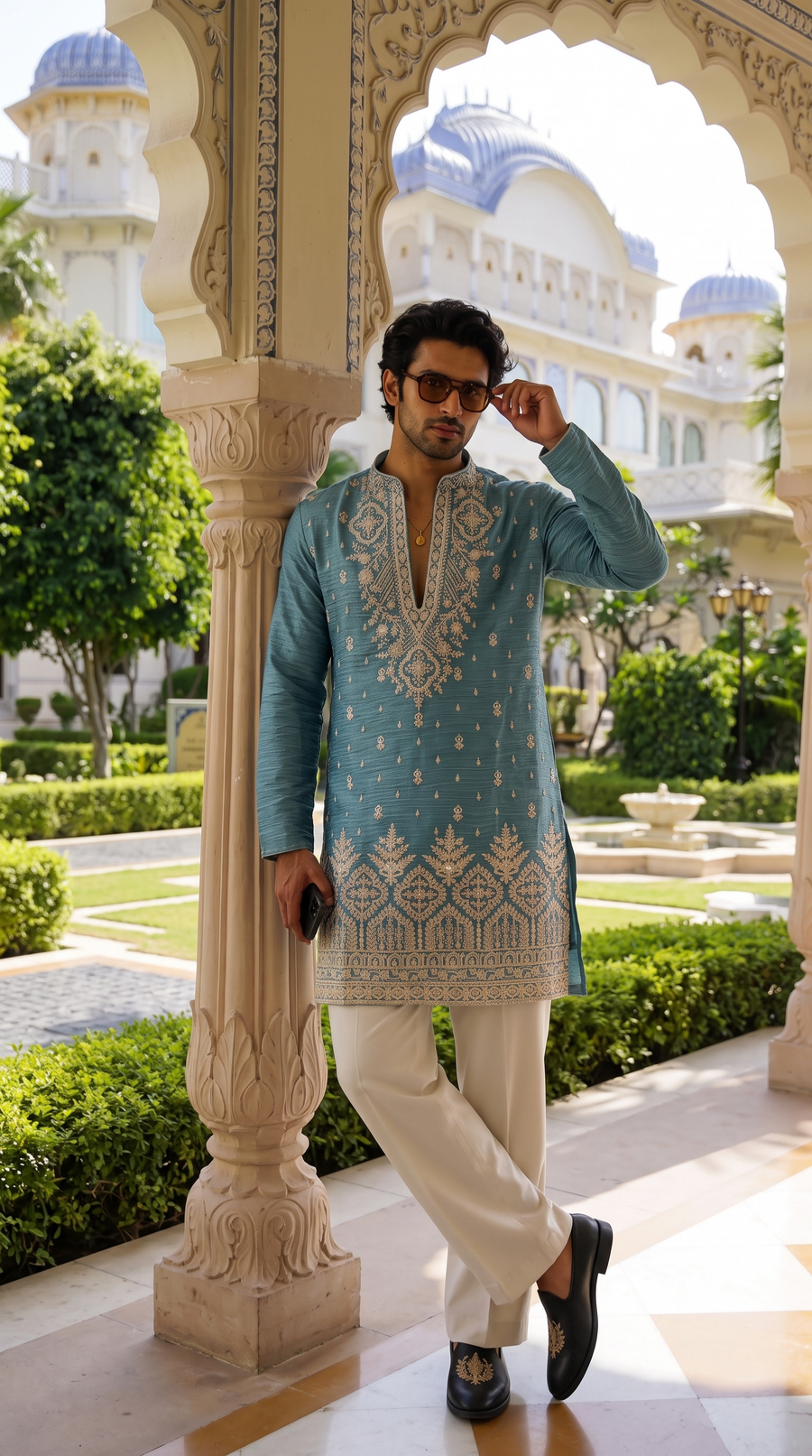Azure Royale Embroidered Kurta