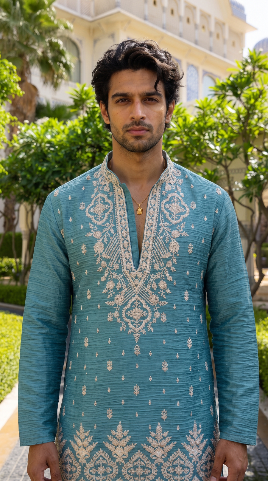 Azure Royale Embroidered Kurta