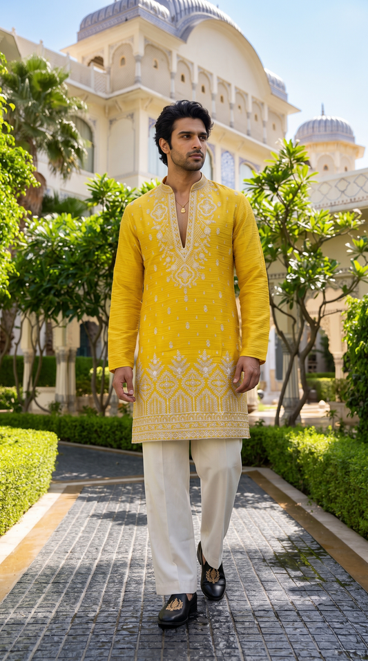 Golden Radiance Embroidered Kurta