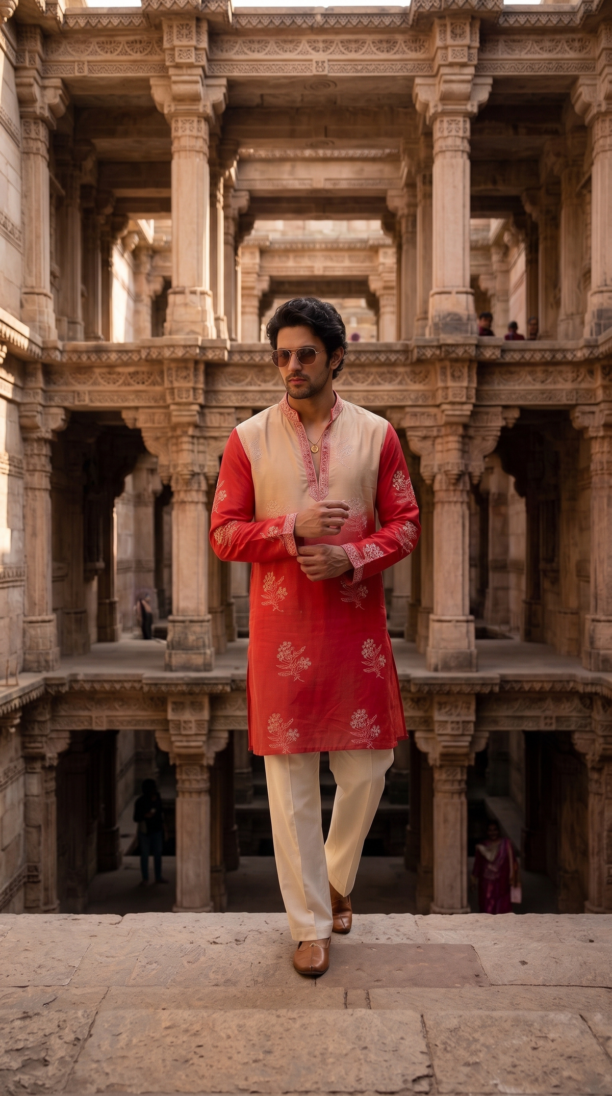 Sunset Ivory Embroidered Kurta