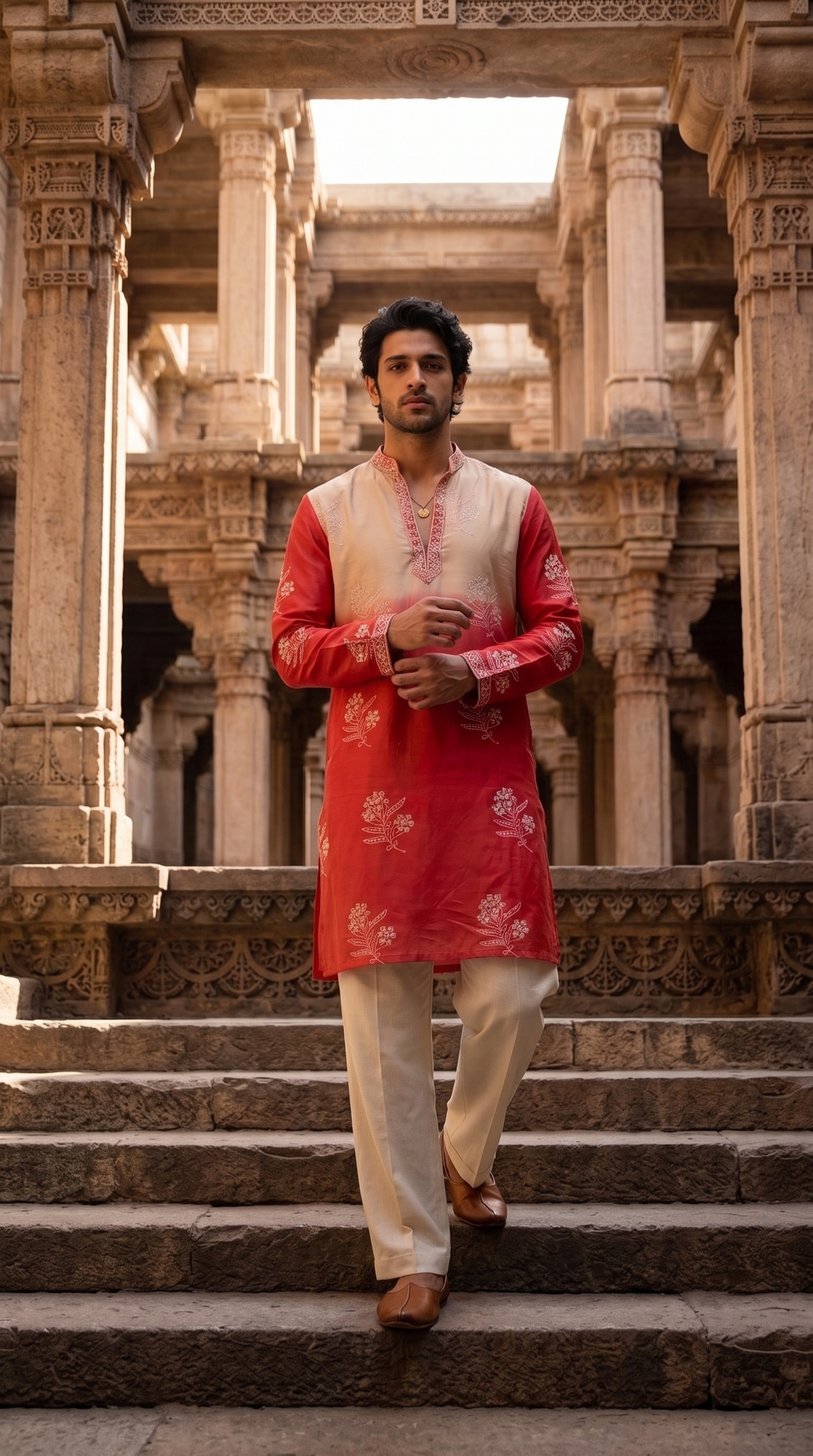 Sunset Ivory Embroidered Kurta