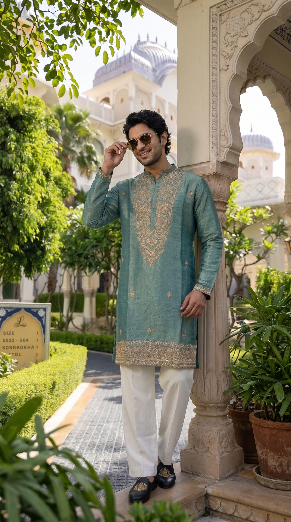 Sage Royale Embroidered Kurta
