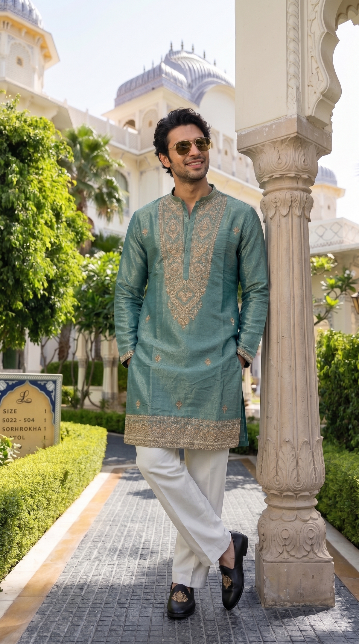 Sage Royale Embroidered Kurta