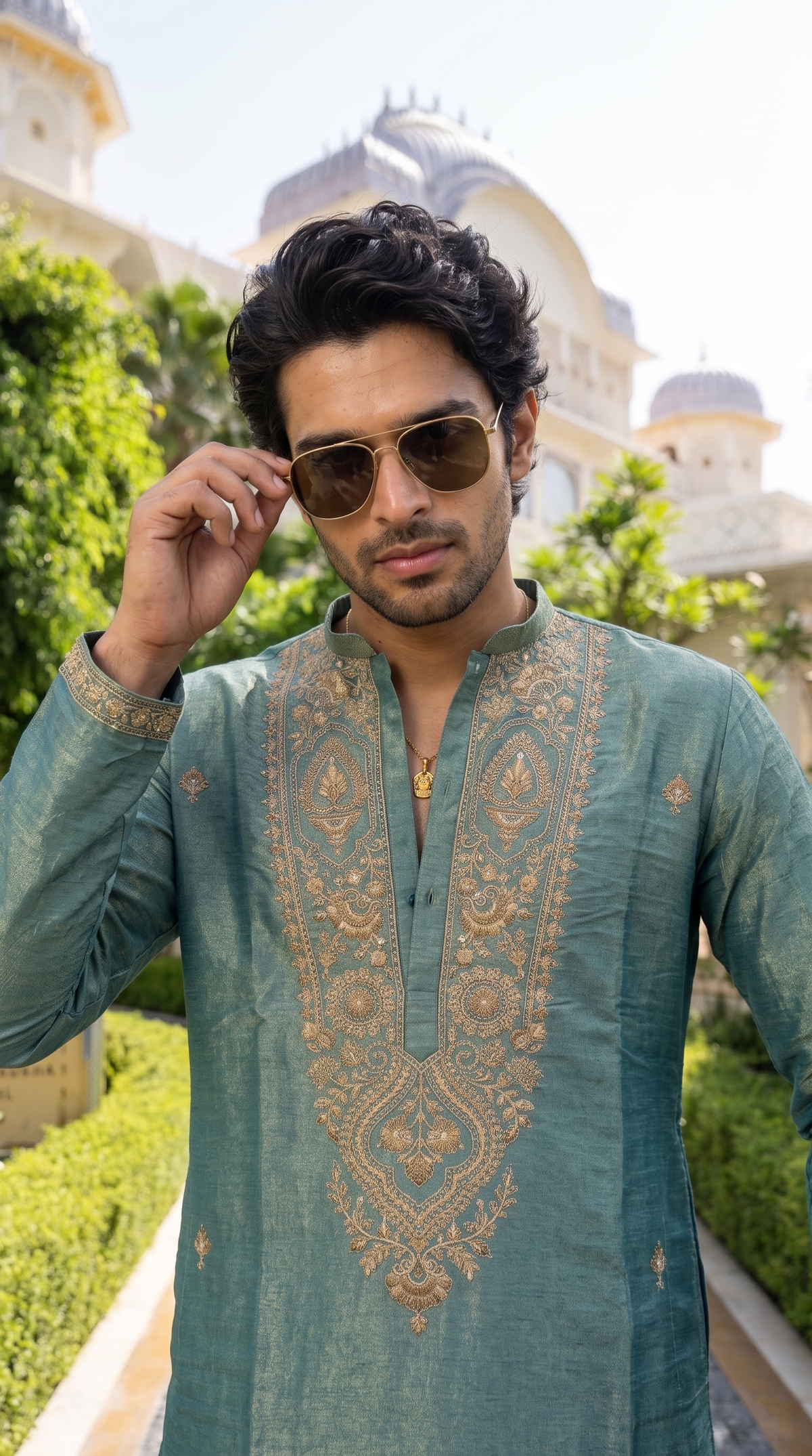 Sage Royale Embroidered Kurta