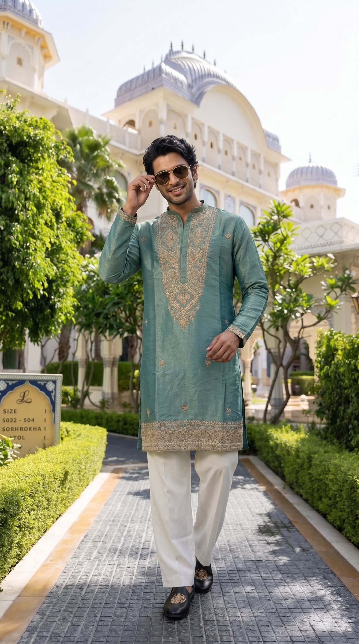 Sage Royale Embroidered Kurta