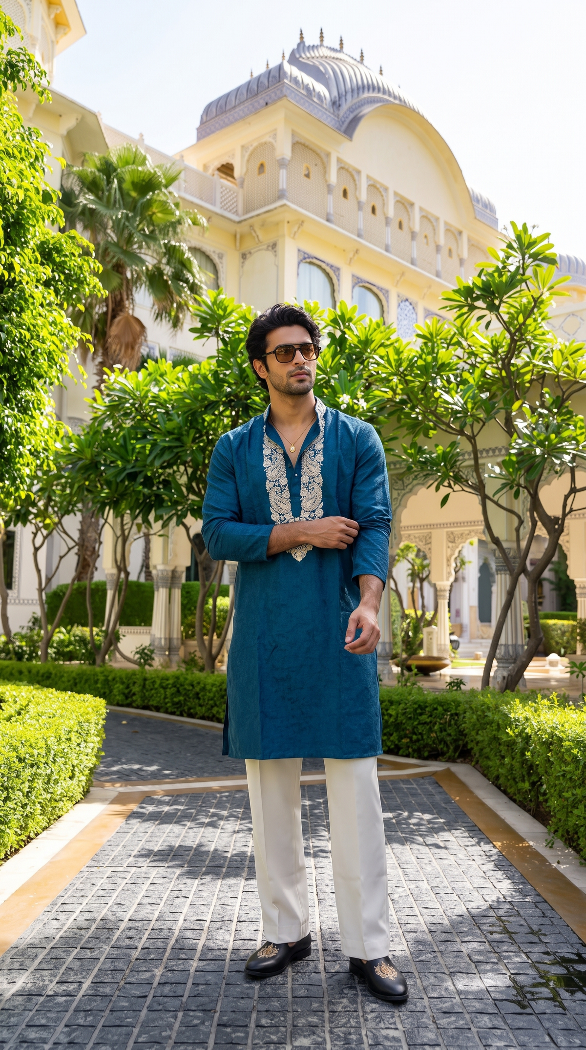 Midnight Sapphire Embroidered Kurta