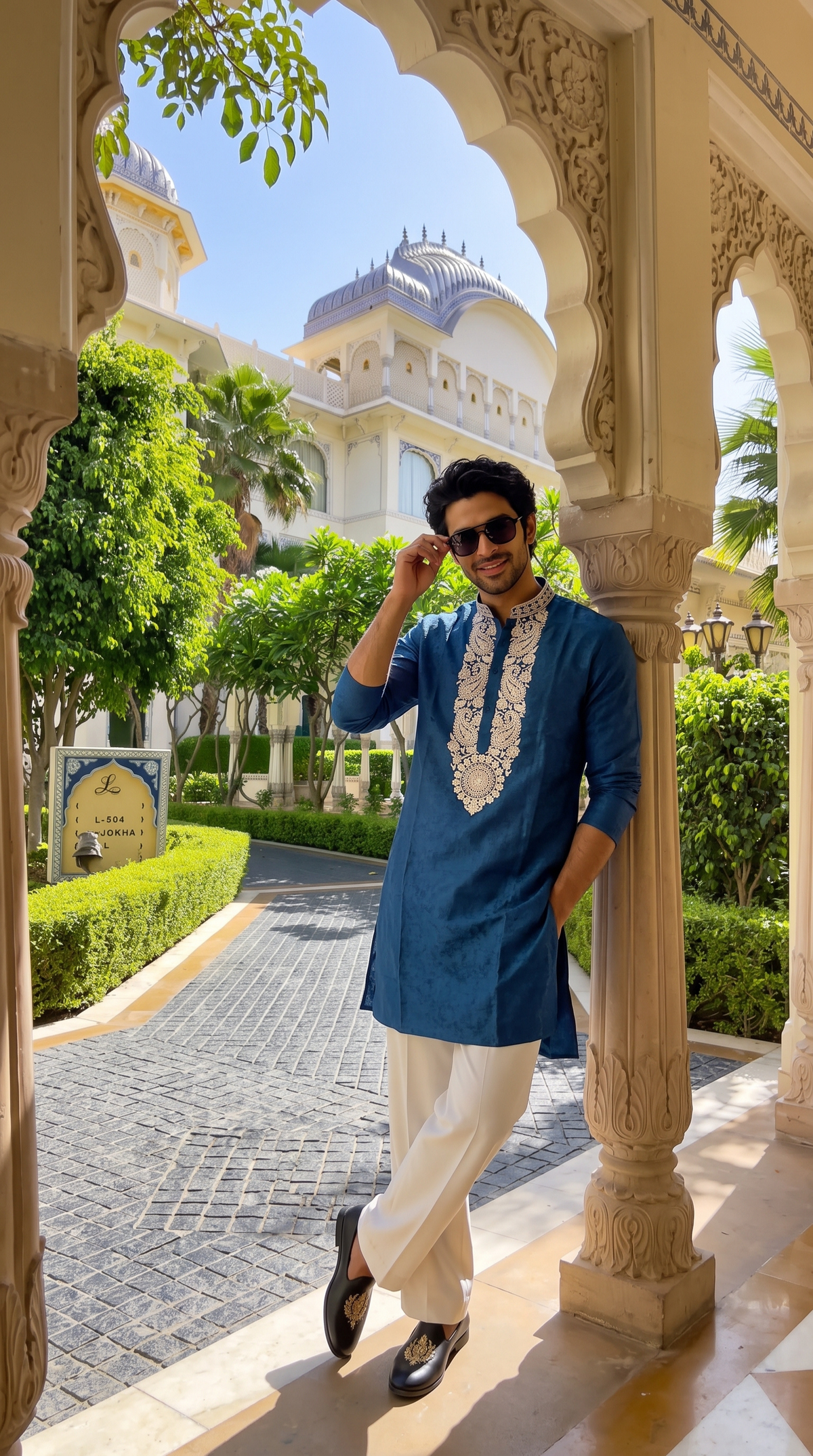 Midnight Sapphire Embroidered Kurta