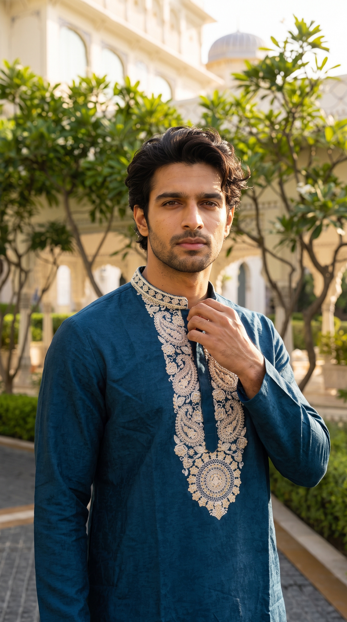 Midnight Sapphire Embroidered Kurta