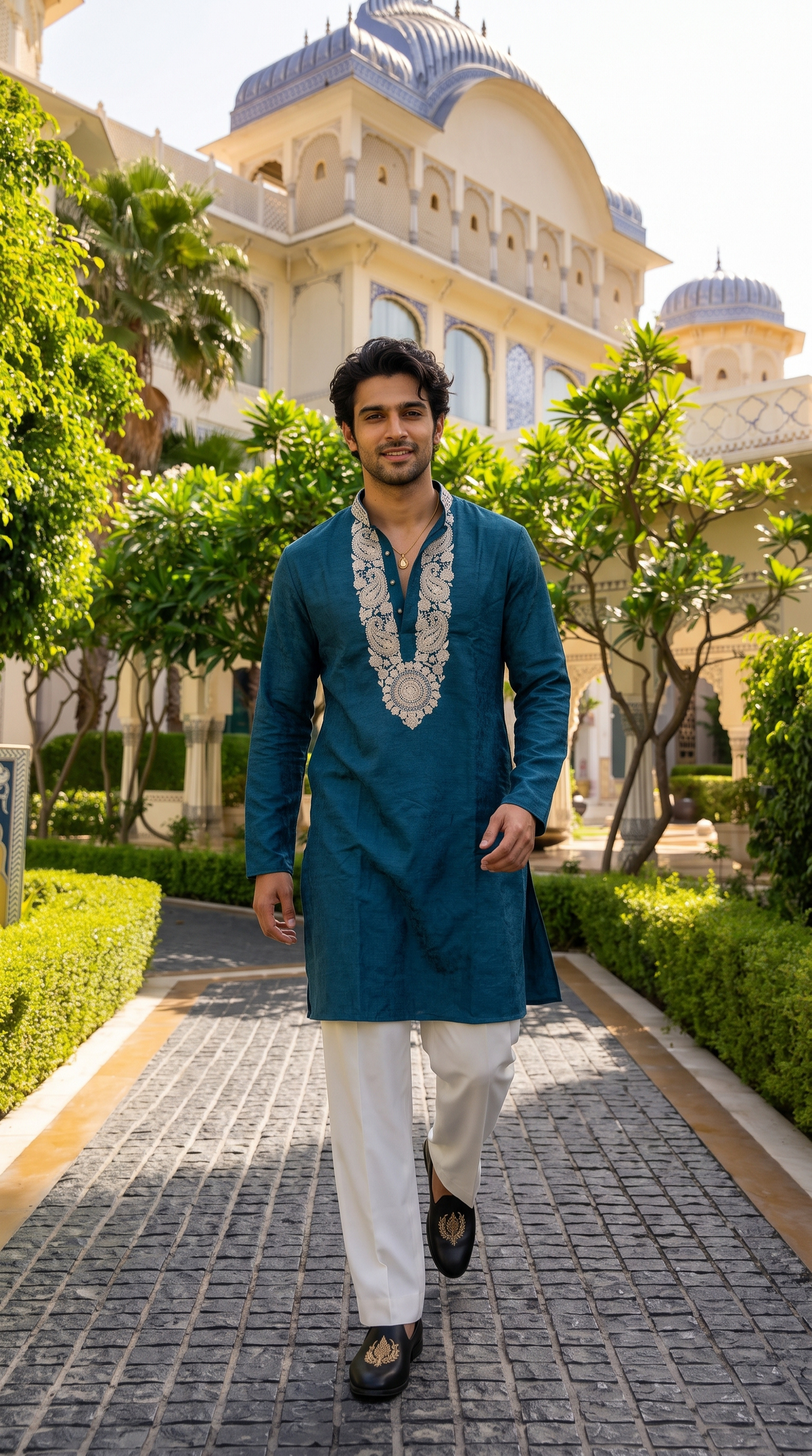 Midnight Sapphire Embroidered Kurta