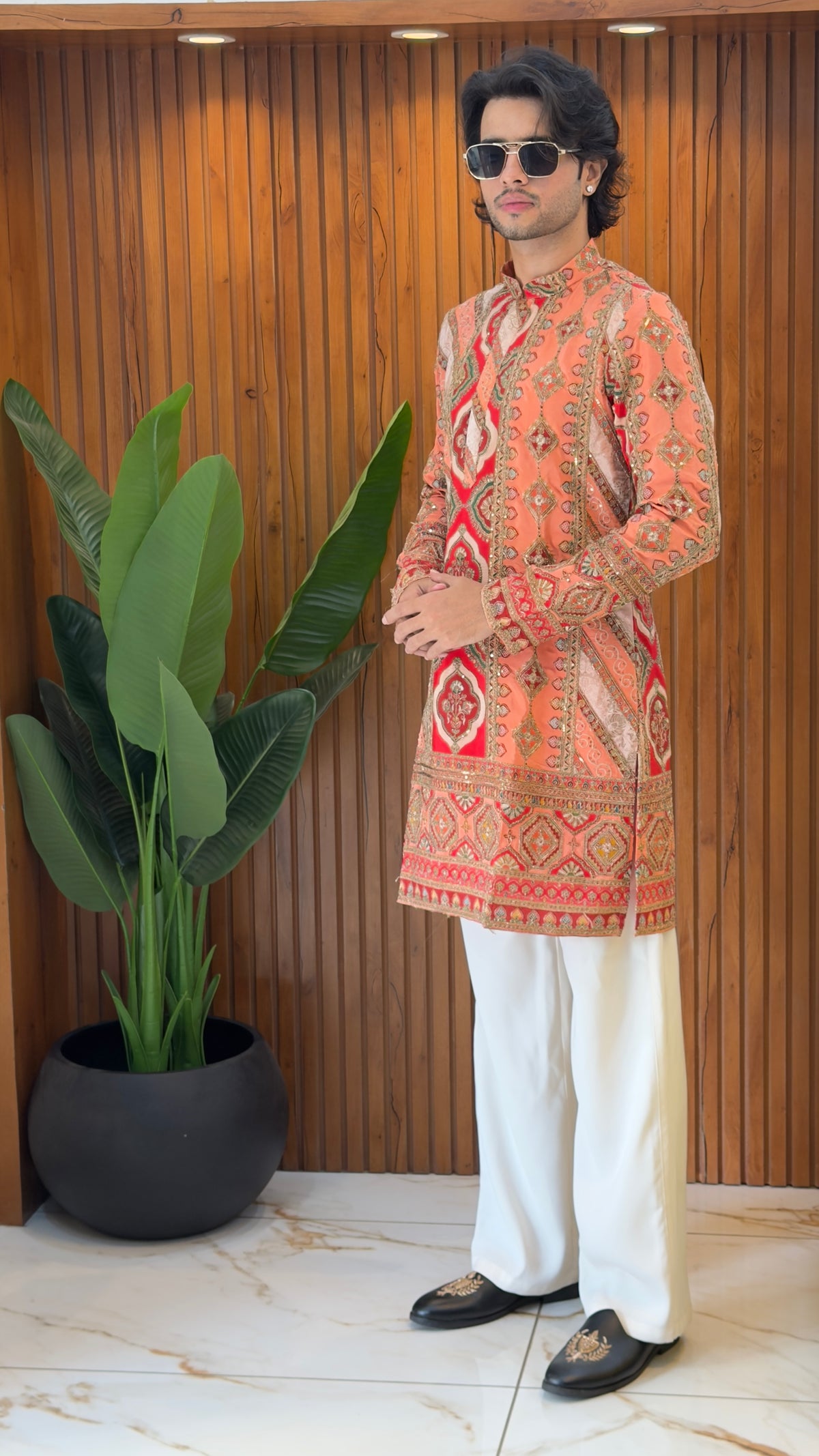 Coral Heritage Embroidered Designer Kurta Set