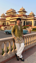 Olive Green Floral Kurta