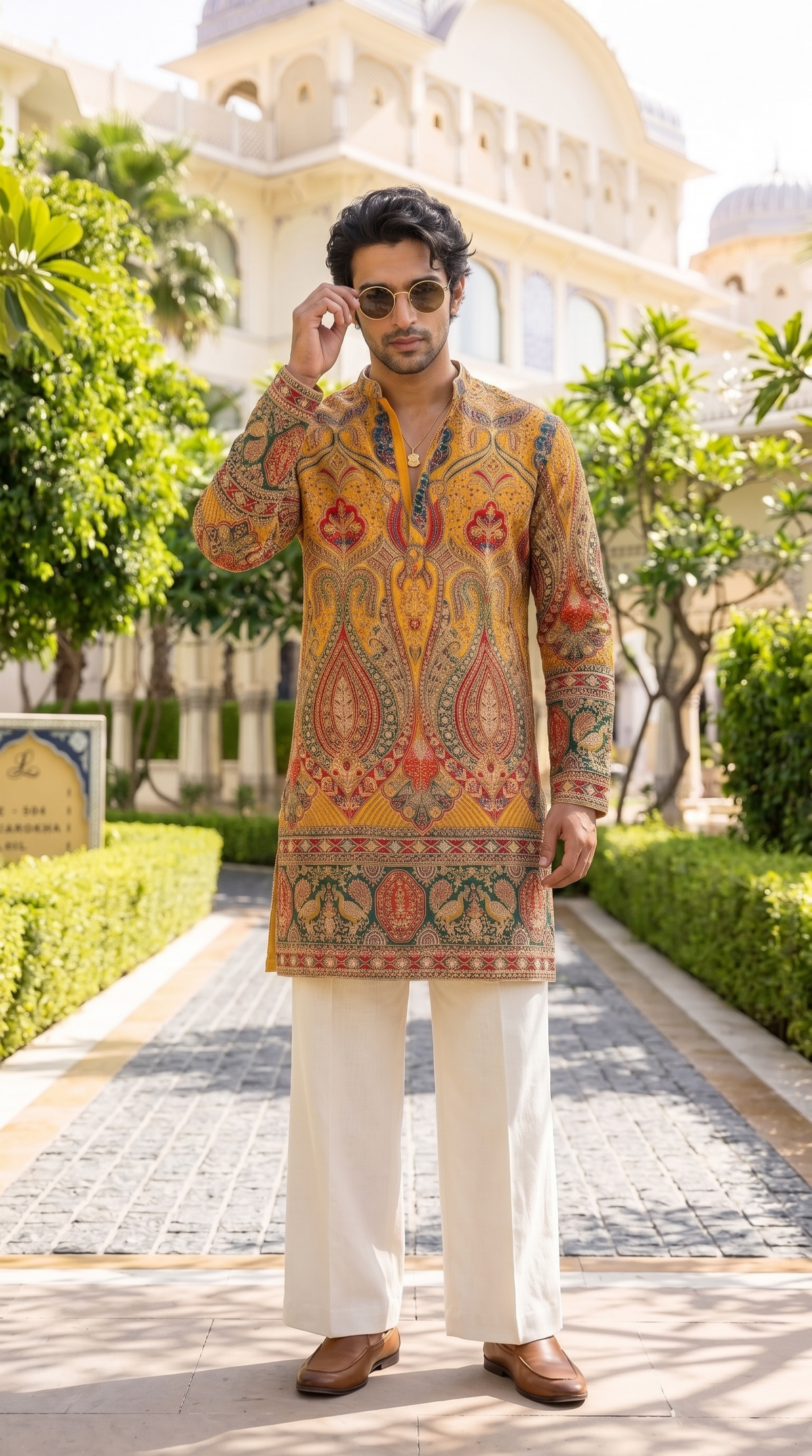 Royal Mustard Heritage Paisley Kurta