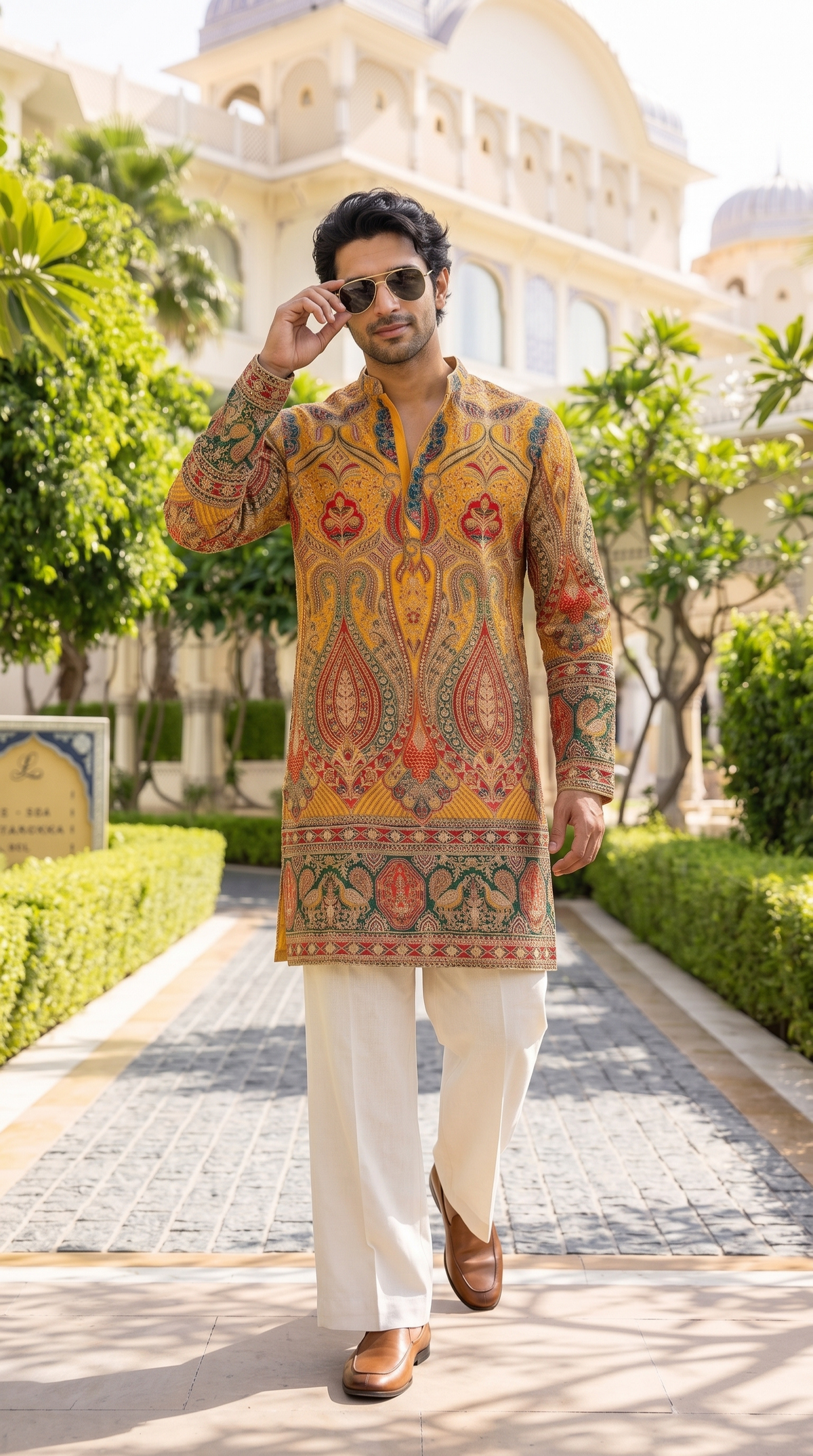 Royal Mustard Heritage Paisley Kurta