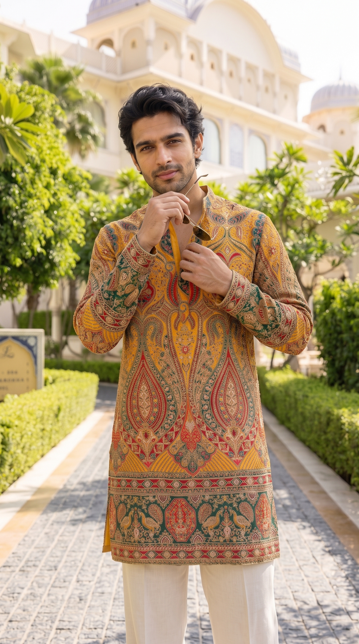 Royal Mustard Heritage Paisley Kurta