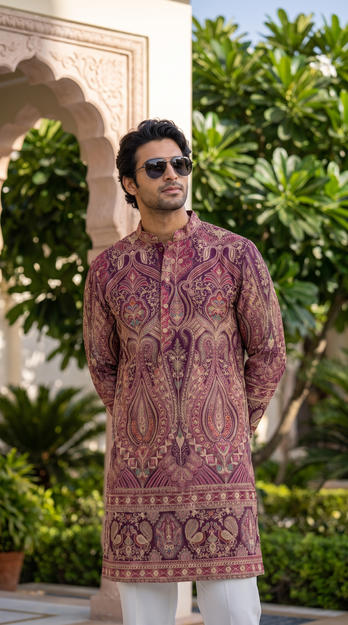 Royal Wine Heritage Paisley Designer Kurta