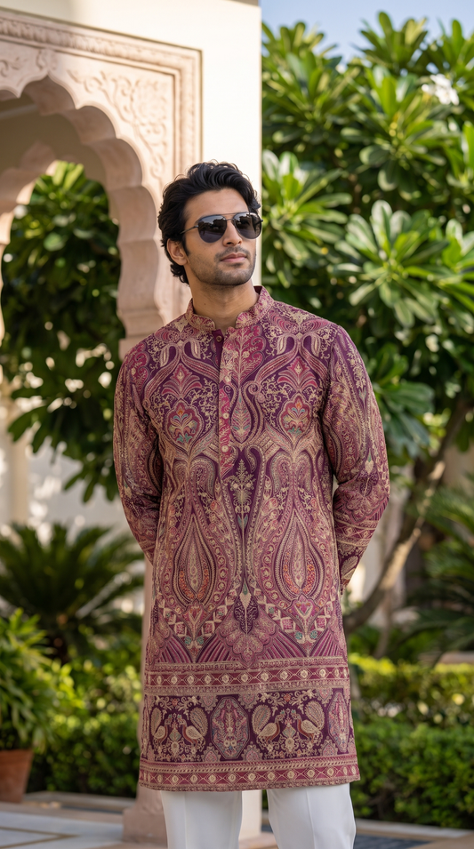 Royal Wine Heritage Paisley Designer Kurta