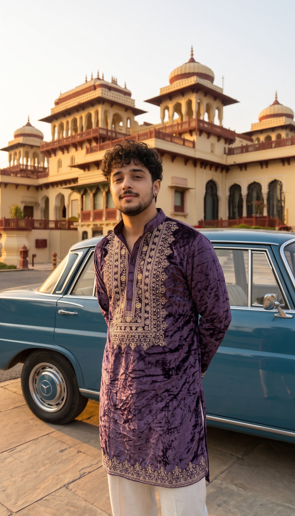Royal Purple Velvet Kurta