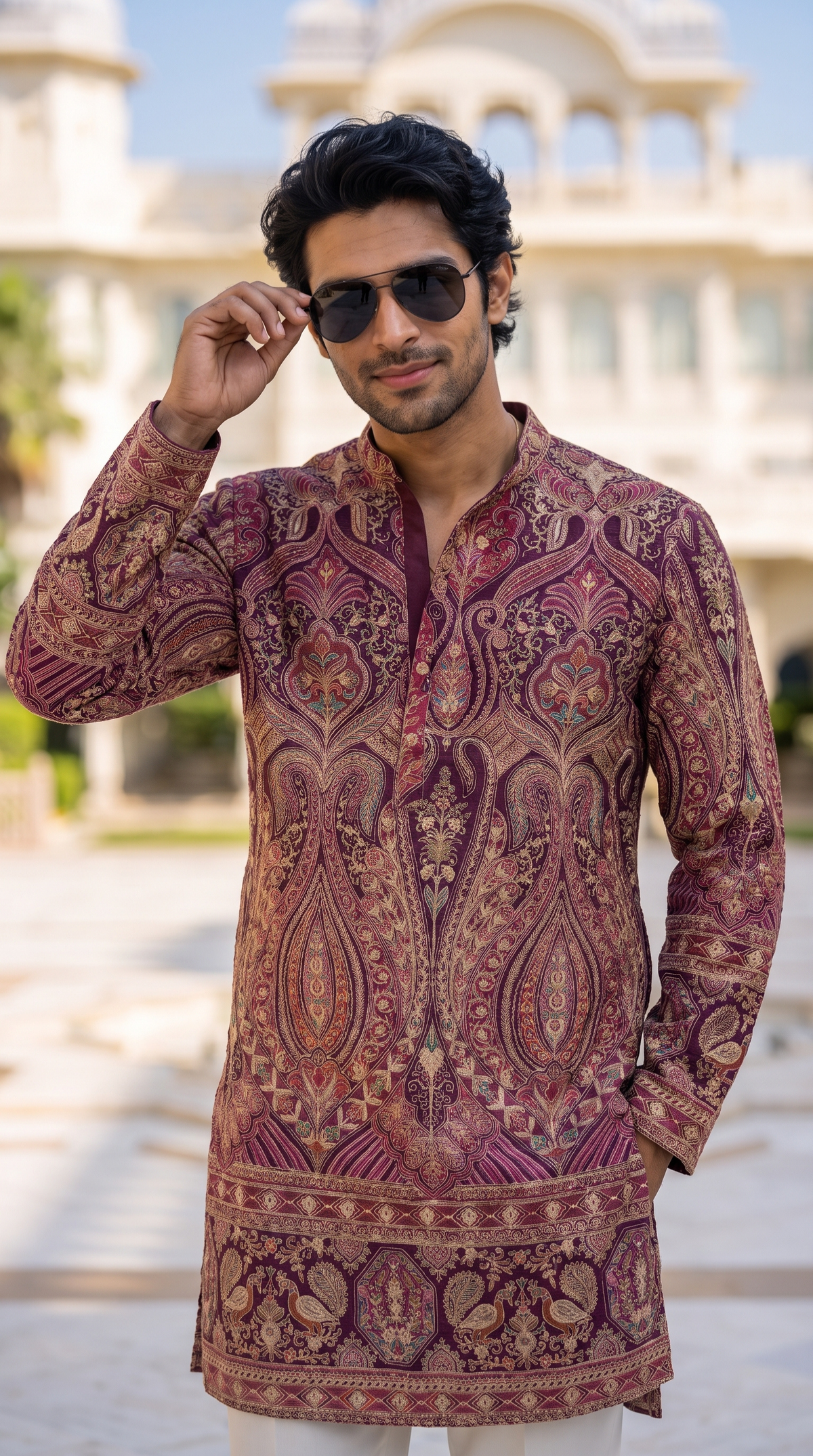 Royal Wine Heritage Paisley Designer Kurta