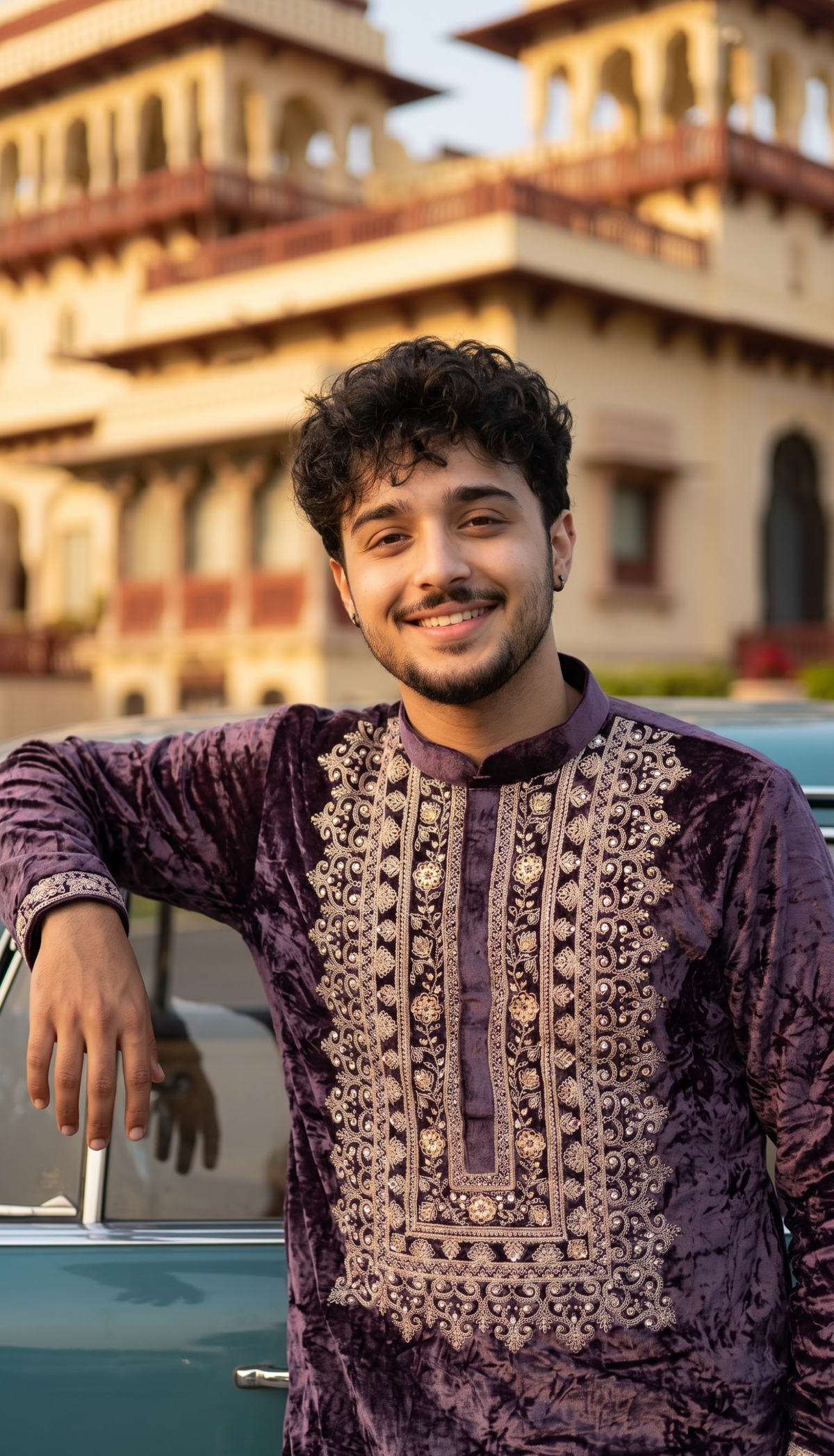 Royal Purple Velvet Kurta