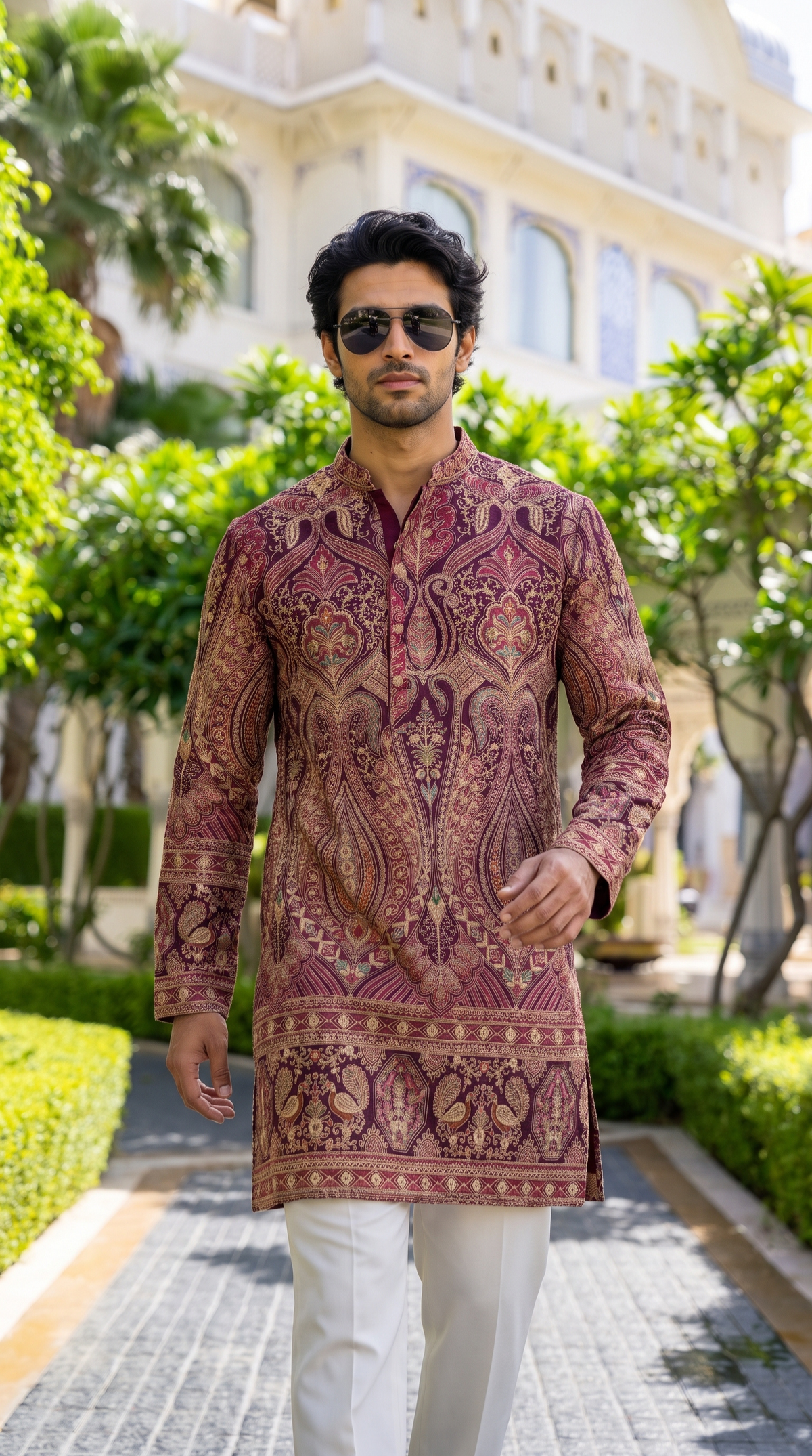 Royal Wine Heritage Paisley Designer Kurta