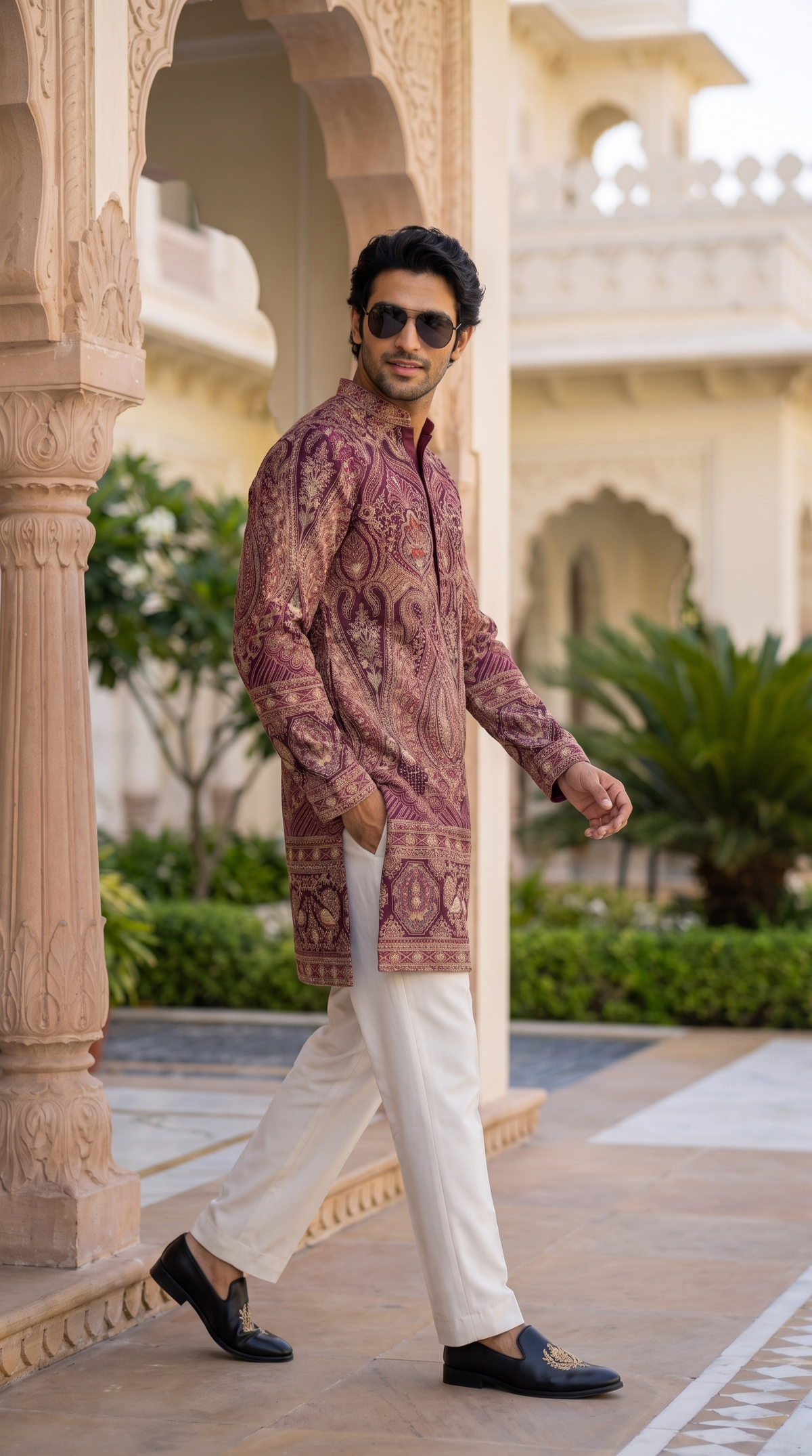Royal Wine Heritage Paisley Designer Kurta