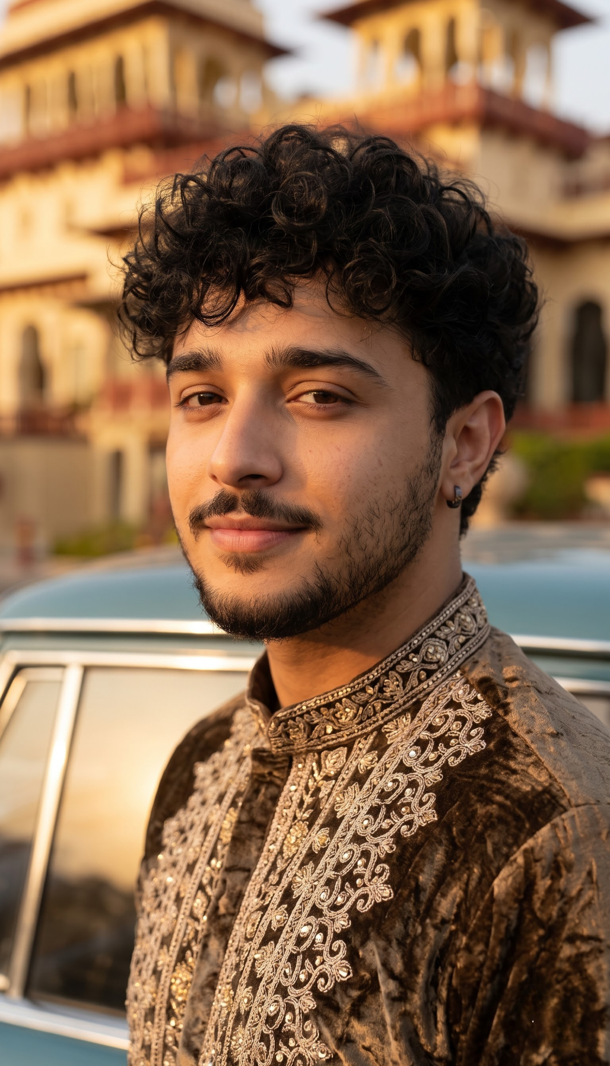 Chocolate Brown Velvet Kurta