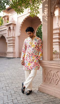 Ivory Multicolour Floral Kurta