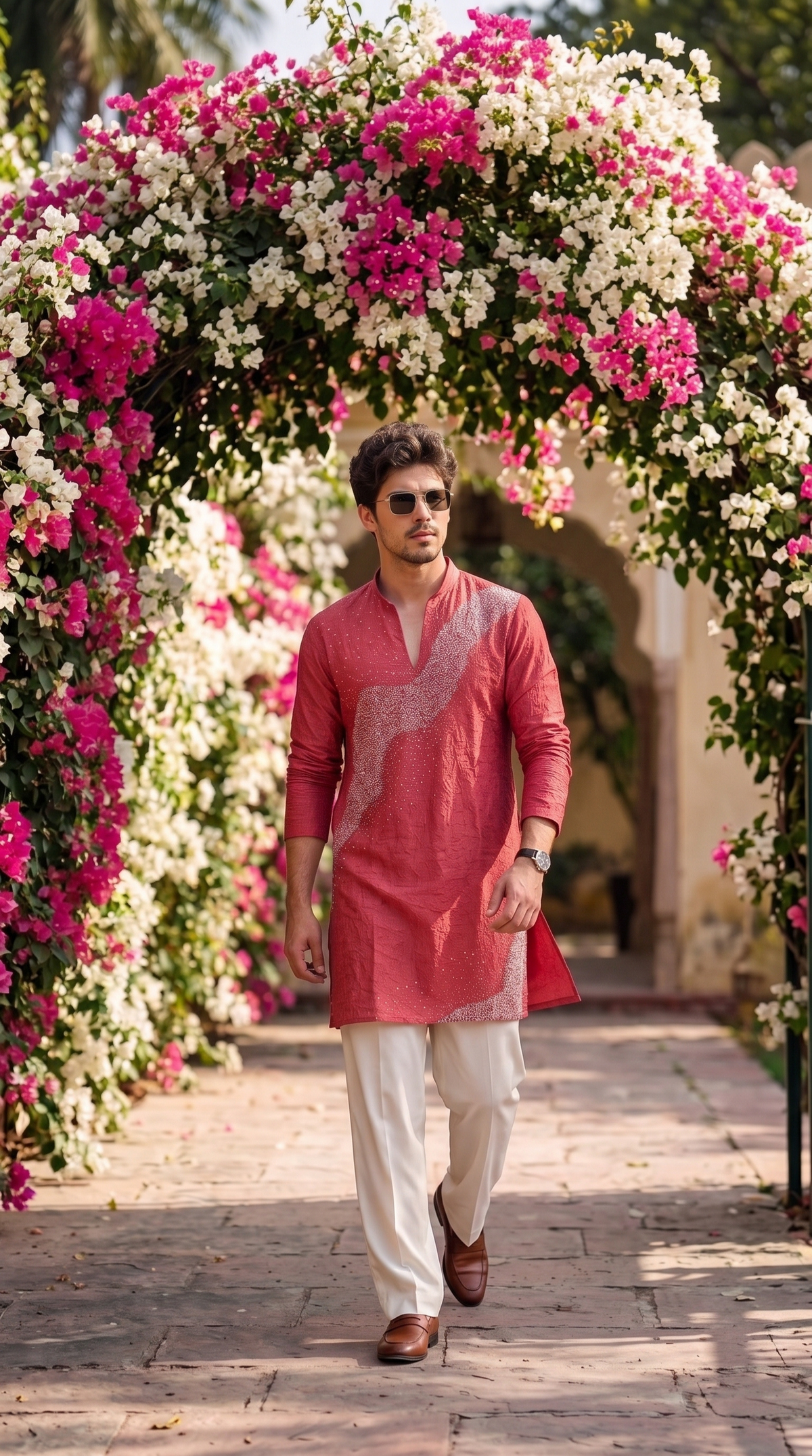 Coral Bloom Embellished Kurta