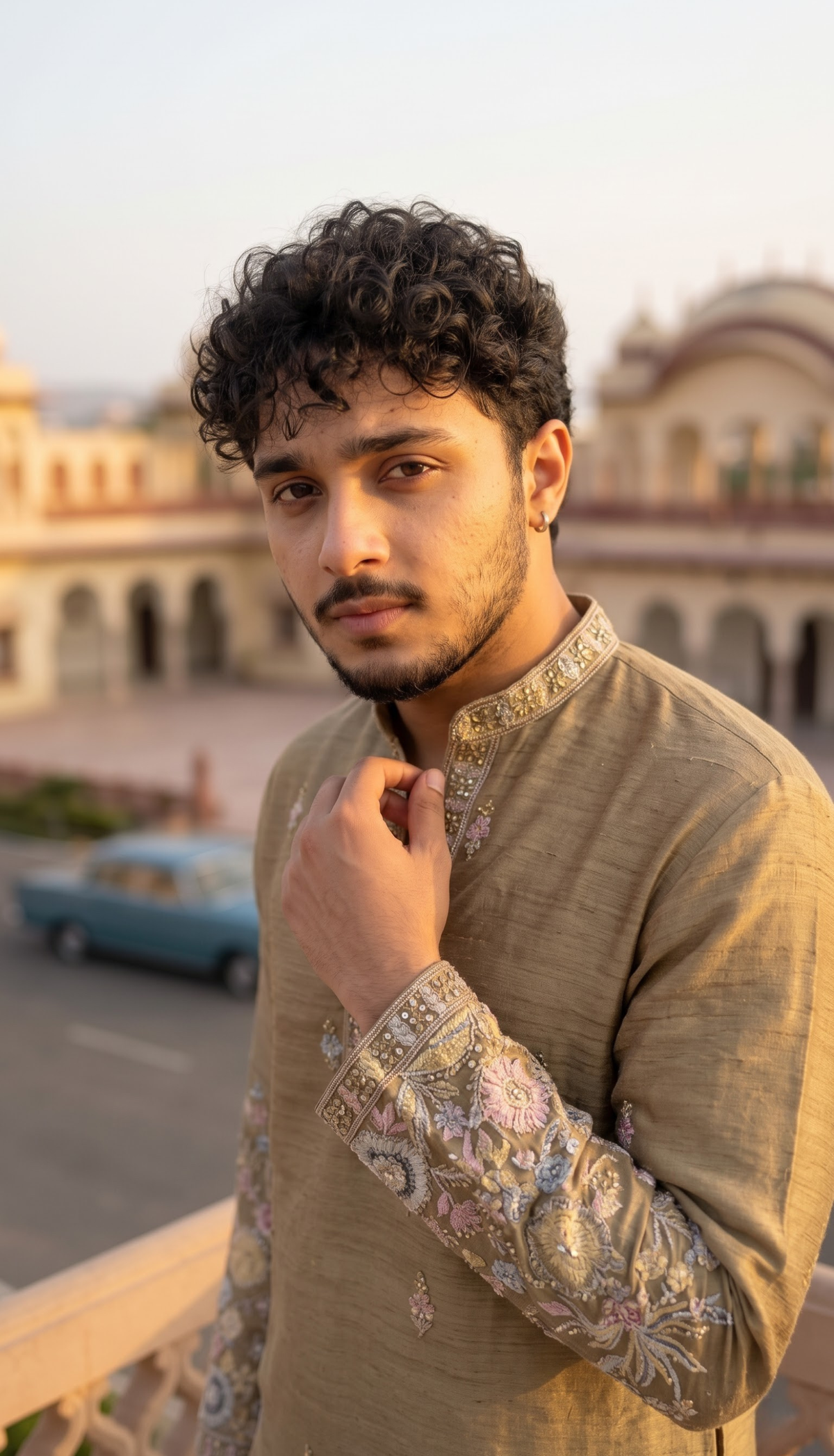 Taupe Floral Kurta