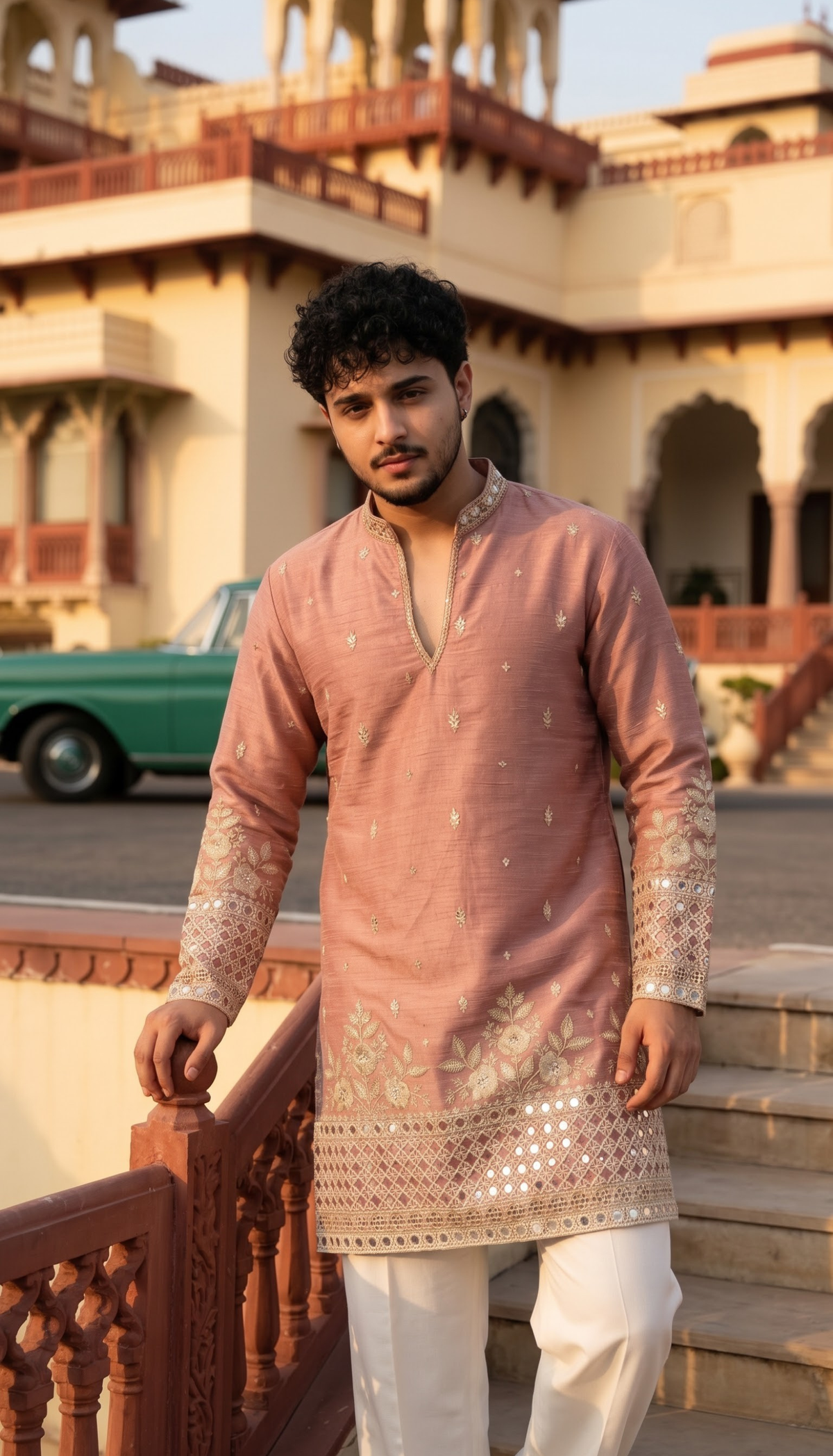 Dusty Rose Floral Kurta