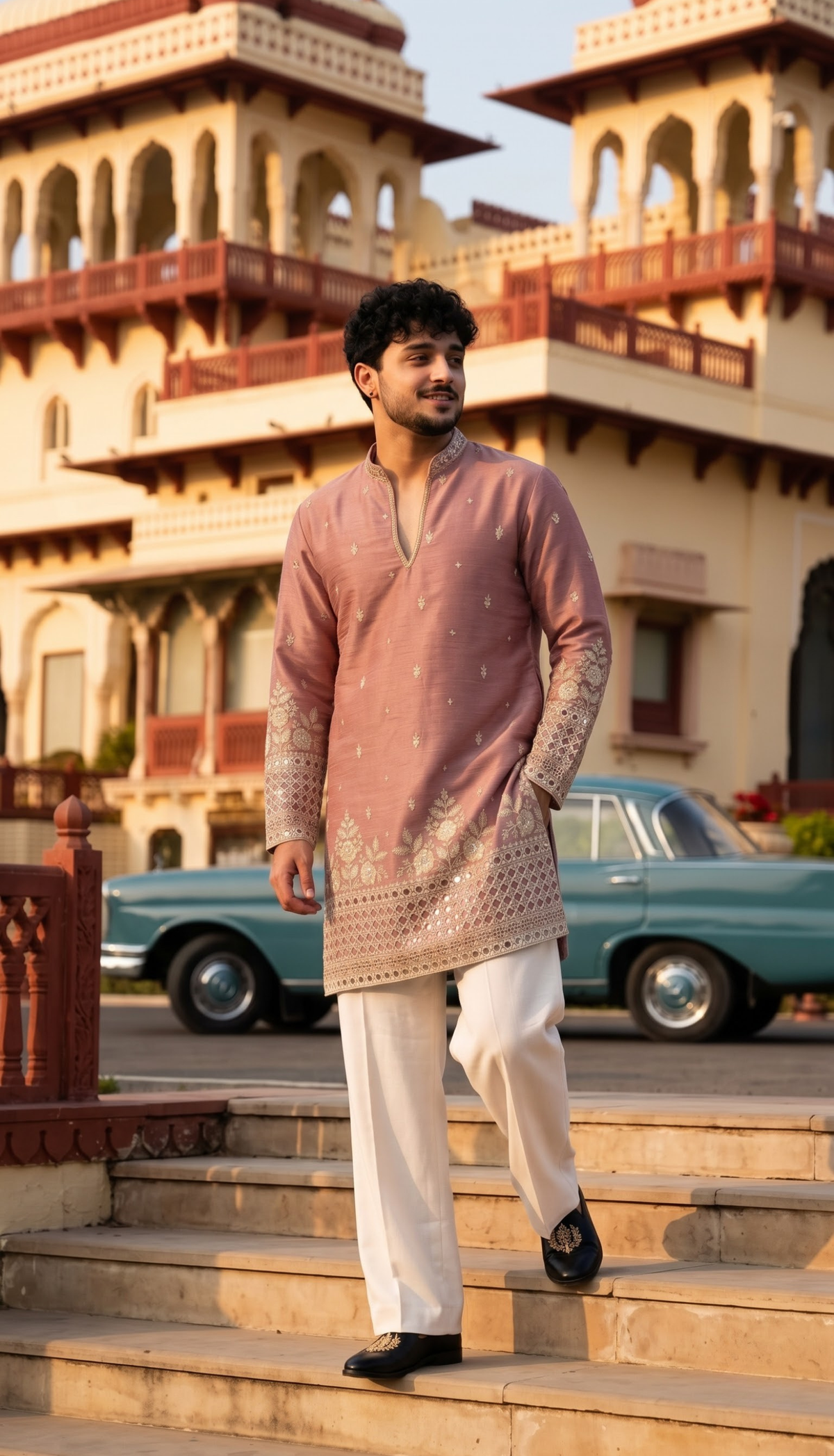 Dusty Rose Floral Kurta