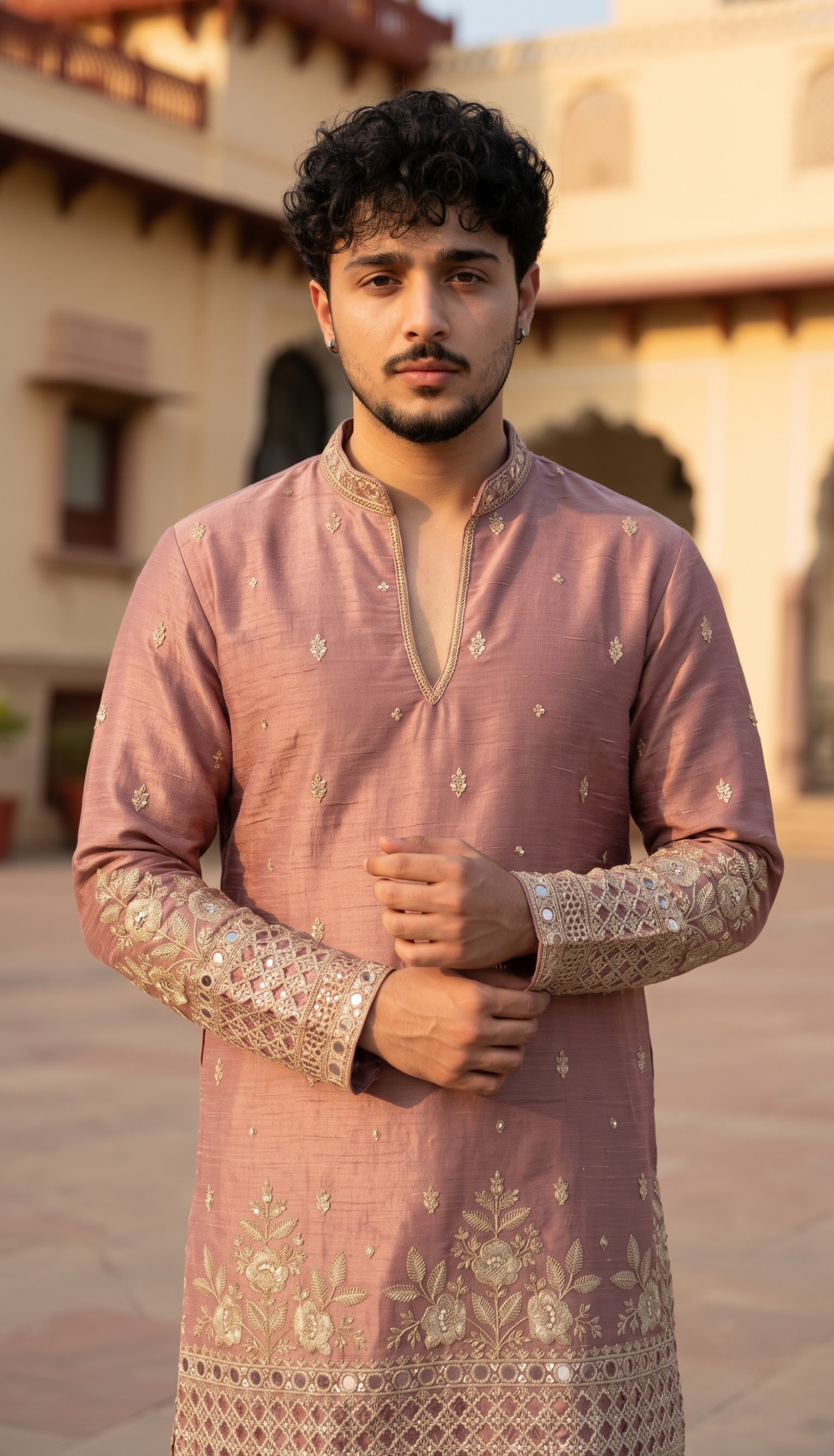 Dusty Rose Floral Kurta