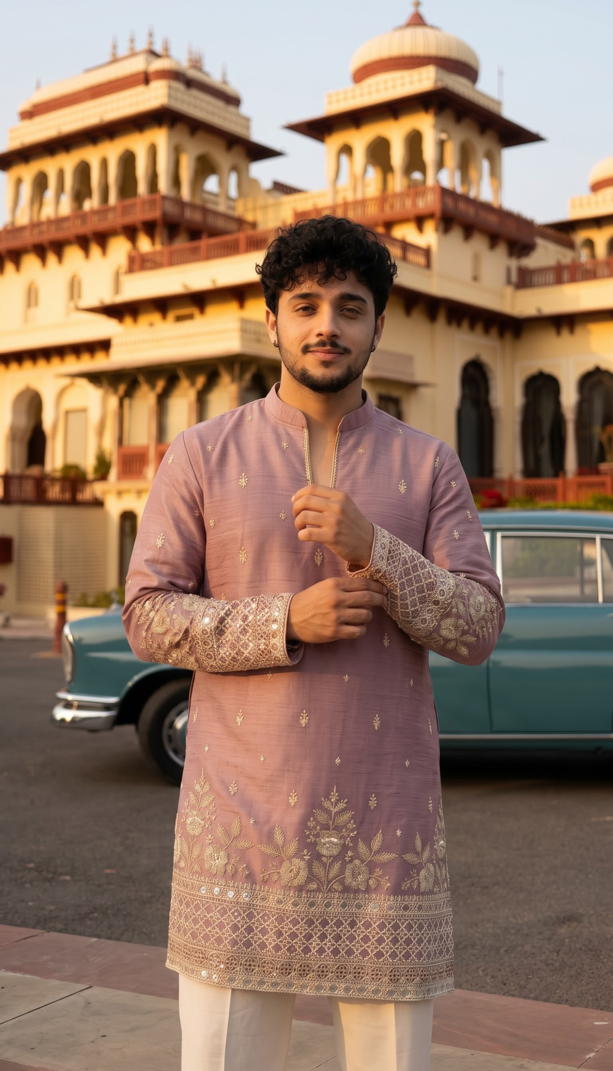 Dusty Rose Floral Kurta
