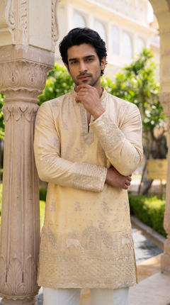 Ivory Heritage Embroidered Designer Kurta