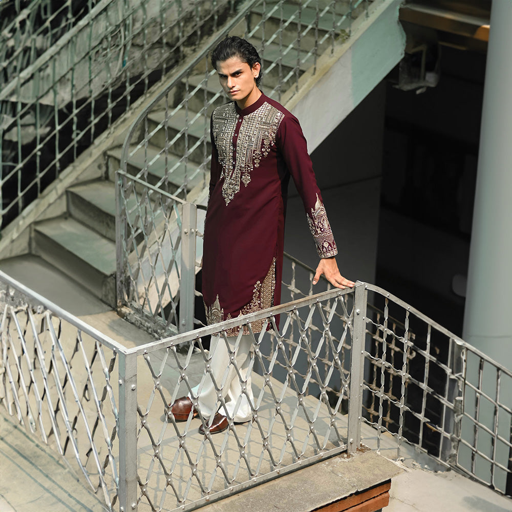 Wine Regal Pichwai Kurta - Hover Image