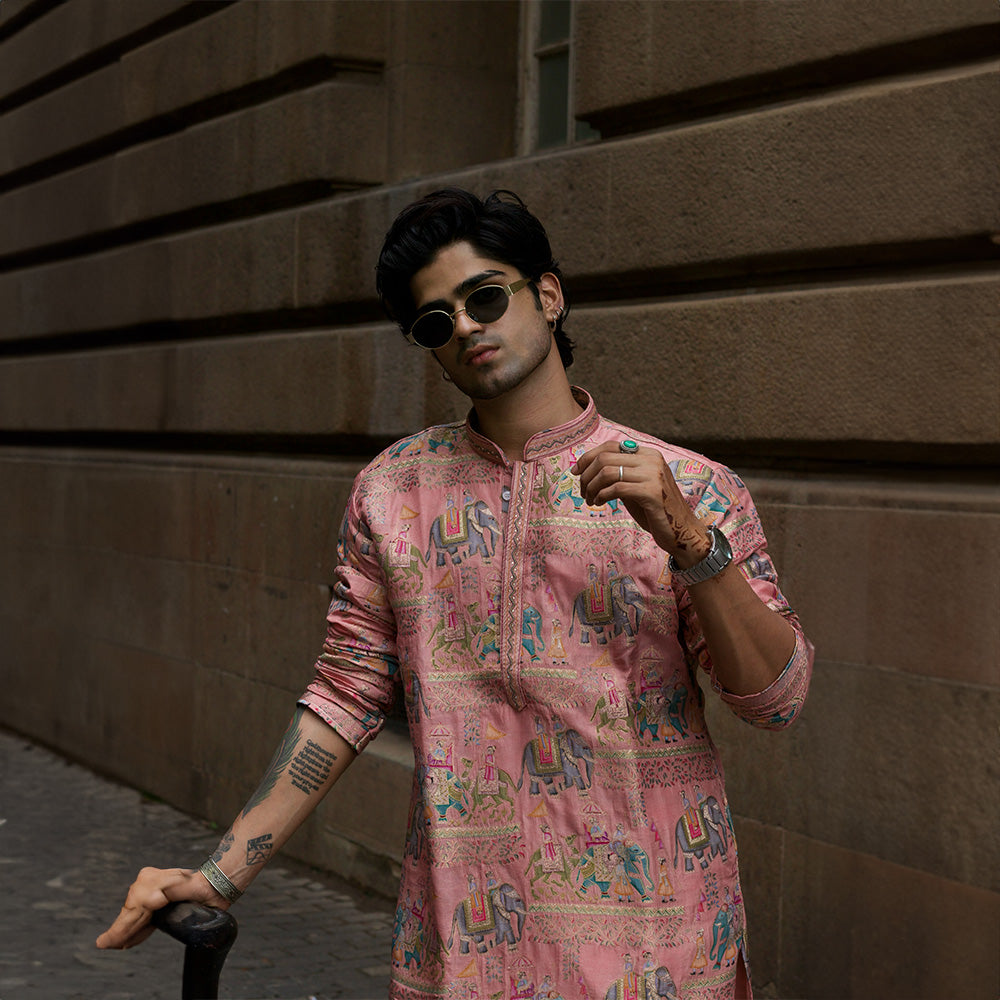 Gulabi Royal Procession Kurta
