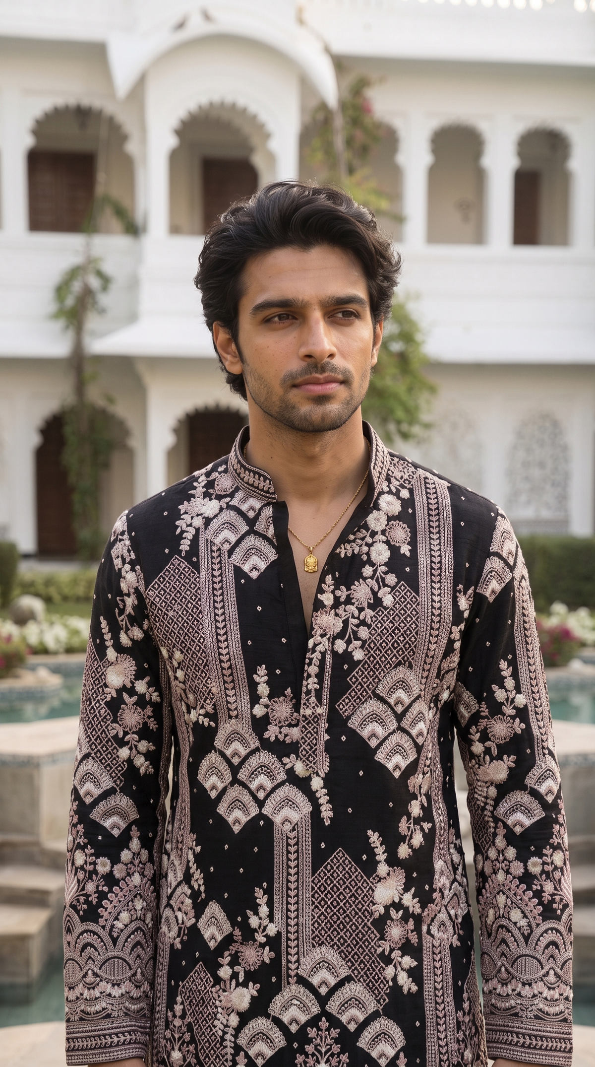Royal Noir Embroidered Kurta