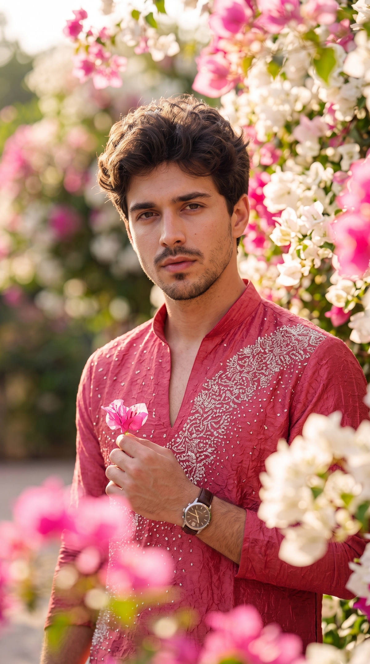 Coral Bloom Embellished Kurta
