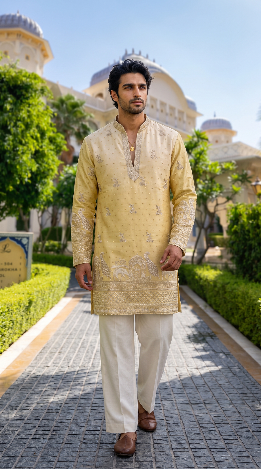 Imperial Gold Heritage Embroidered Kurta
