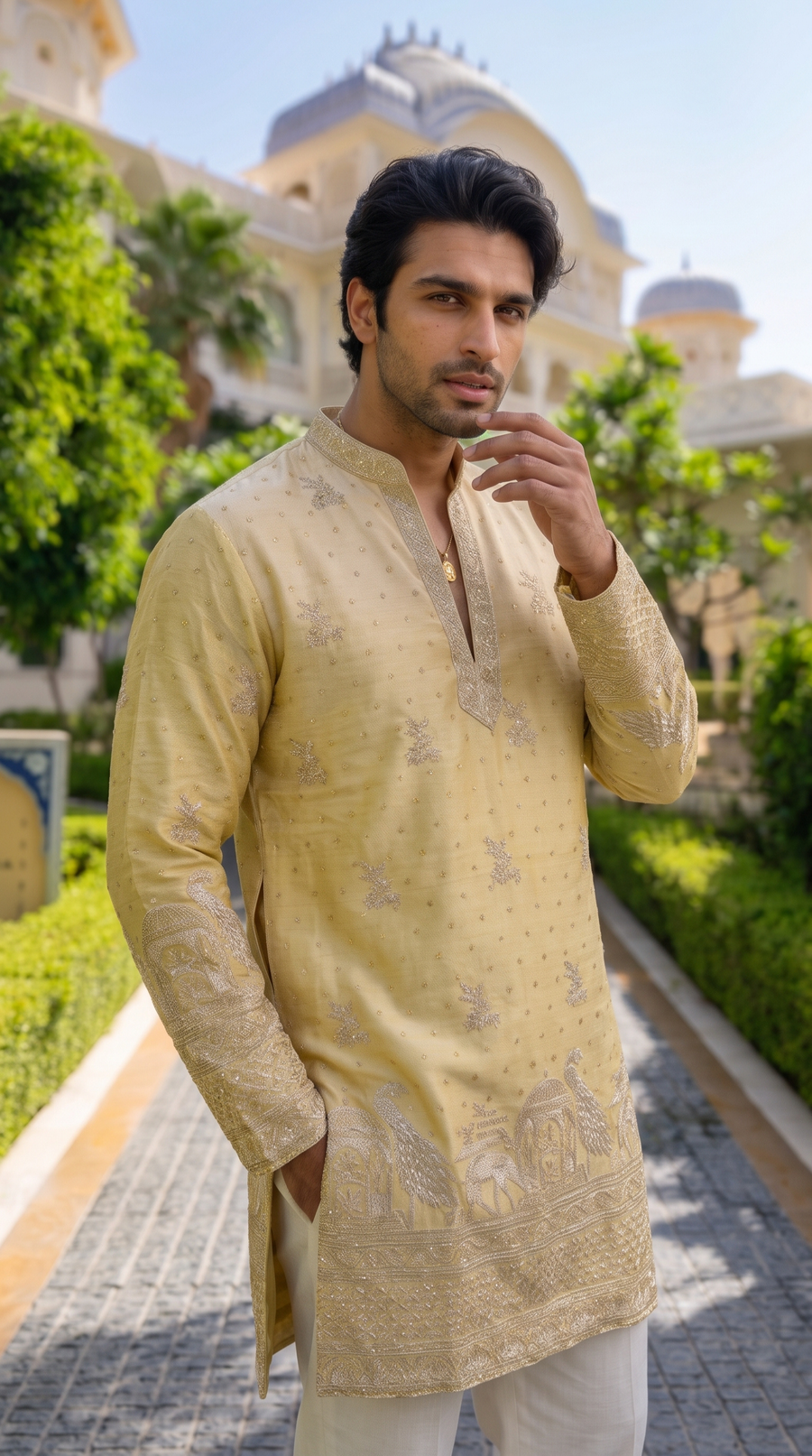 Imperial Gold Heritage Embroidered Kurta