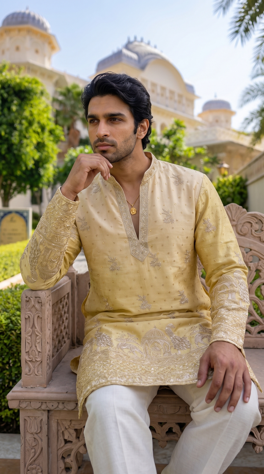 Imperial Gold Heritage Embroidered Kurta