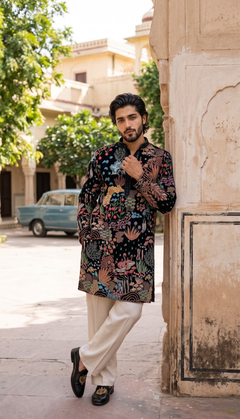 Black Multicolour Kurta