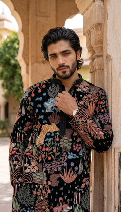Black Multicolour Kurta